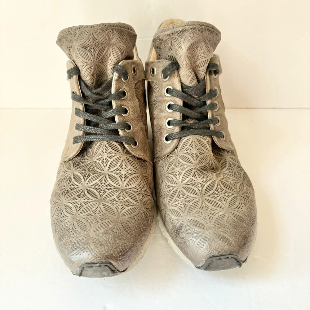 Miz Mooz Gray Leather Chalice Hightop Sneakers Shoes